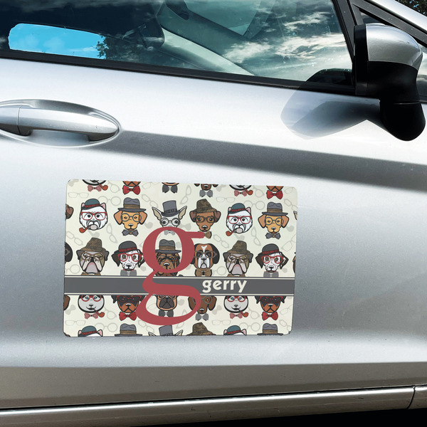 Hipster Dogs Large Rectangle Car Magnets- In Context