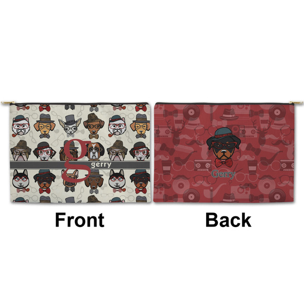 Hipster Dogs Large Zipper Pouch Approval (Front and Back)
