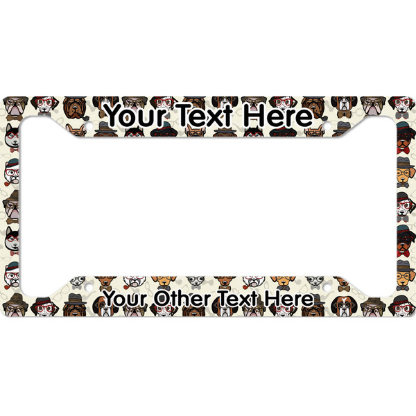 Custom Hipster Dogs License Plate Frame - Style A (Personalized)