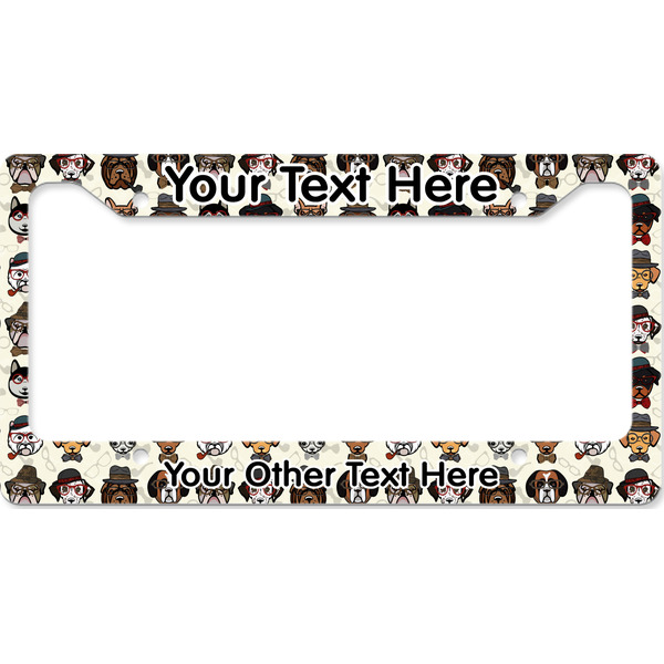 Custom Hipster Dogs License Plate Frame - Style B (Personalized)