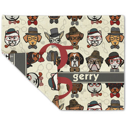 Hipster Dogs Double-Sided Linen Placemat - Single w/ Name and Initial