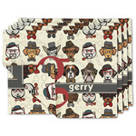 Hipster Dogs Linen Placemat w/ Name and Initial