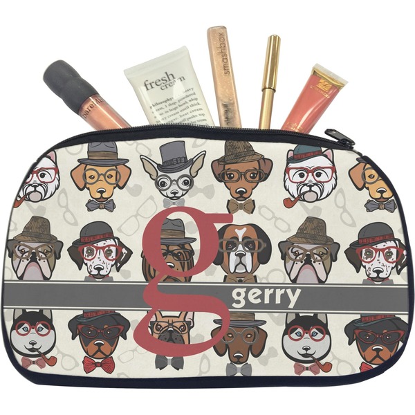 Custom Hipster Dogs Makeup / Cosmetic Bag - Medium (Personalized)