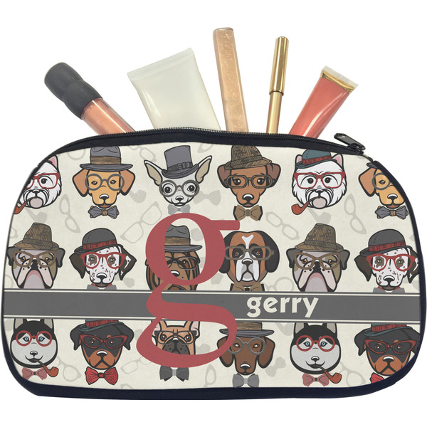 Custom Hipster Dogs Makeup / Cosmetic Bag - Medium (Personalized)