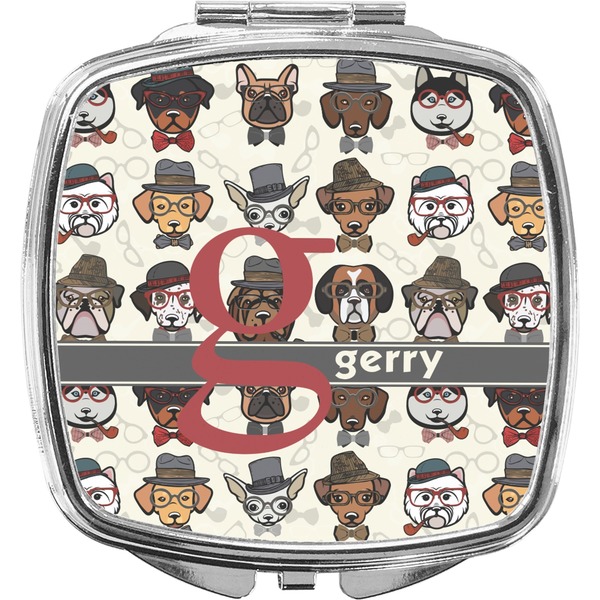 Custom Hipster Dogs Compact Makeup Mirror (Personalized)