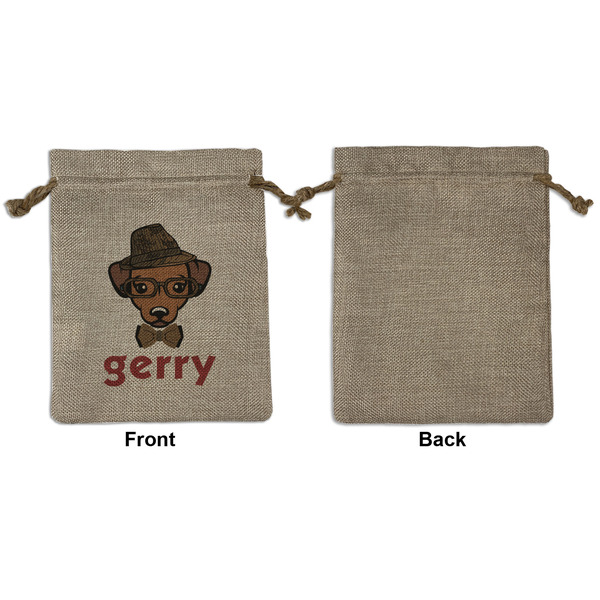 Hipster Dogs Medium Burlap Gift Bag - Front Approval
