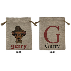 Hipster Dogs Medium Burlap Gift Bag - Front & Back (Personalized)
