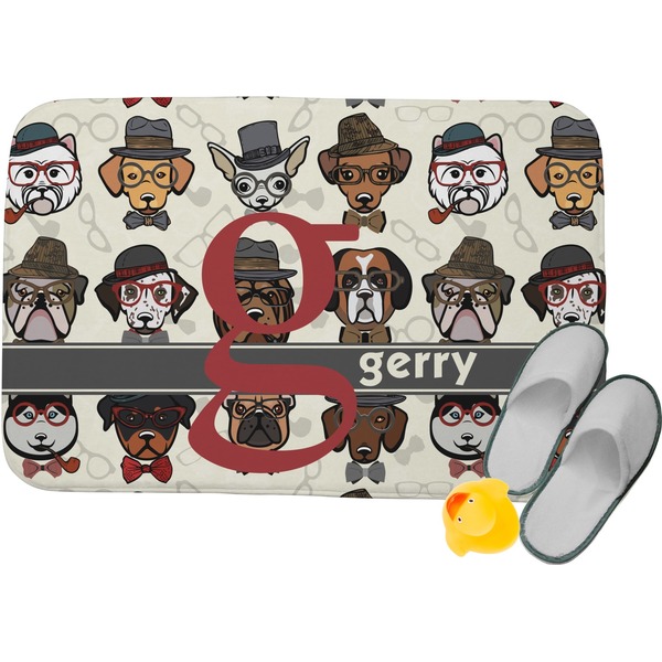 Custom Hipster Dogs Memory Foam Bath Mat (Personalized)