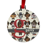 Hipster Dogs Metal Ball Ornament - Double Sided w/ Name and Initial
