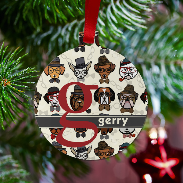 Hipster Dogs Metal Ball Ornament - Lifestyle
