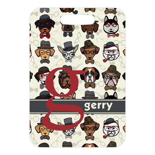 Hipster Dogs Metal Luggage Tag - Front Without Strap