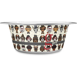 Hipster Dogs Stainless Steel Dog Bowl (Personalized)