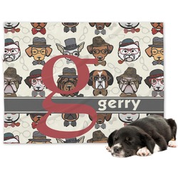 Hipster Dogs Dog Blanket - Large (Personalized)