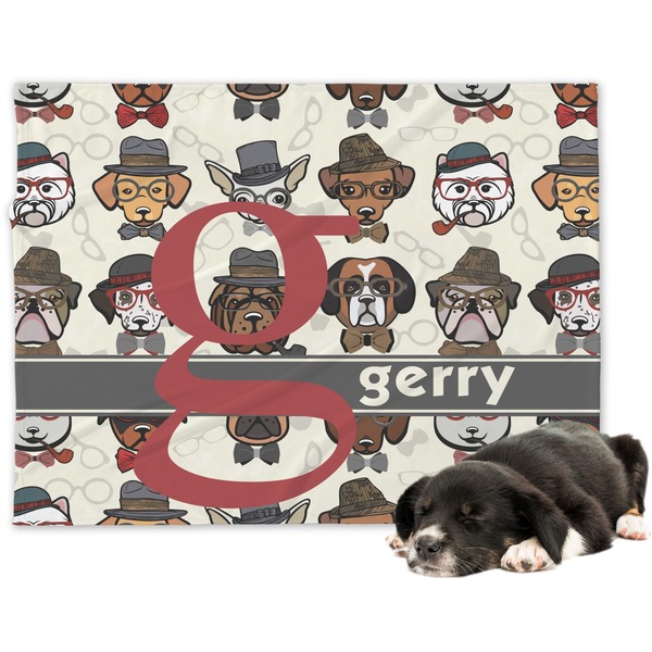 Custom Hipster Dogs Dog Blanket - Large (Personalized)