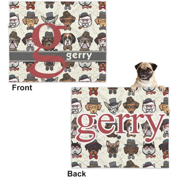 Hipster Dogs Microfleece Dog Blanket - Large- Front & Back