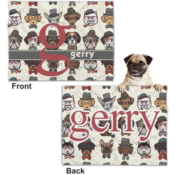 Hipster Dogs Microfleece Dog Blanket - Regular - Front & Back