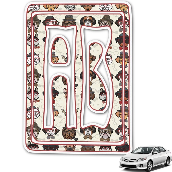 Custom Hipster Dogs Monogram Car Decal (Personalized)