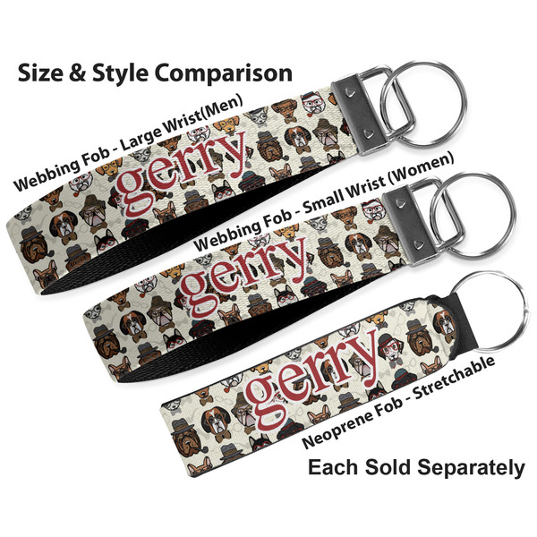 Hipster Dogs Multiple Key Ring comparison sizes