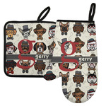 Hipster Dogs Left Oven Mitt & Pot Holder Set w/ Name and Initial