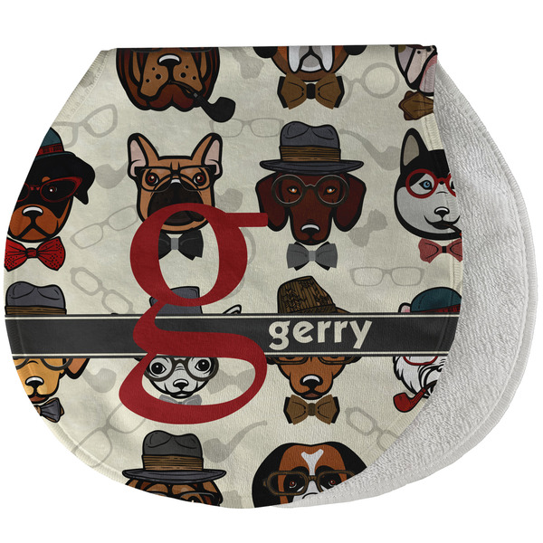 Custom Hipster Dogs Burp Pad - Velour w/ Name and Initial