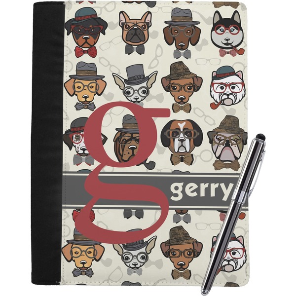 Custom Hipster Dogs Notebook Padfolio - Large w/ Name and Initial