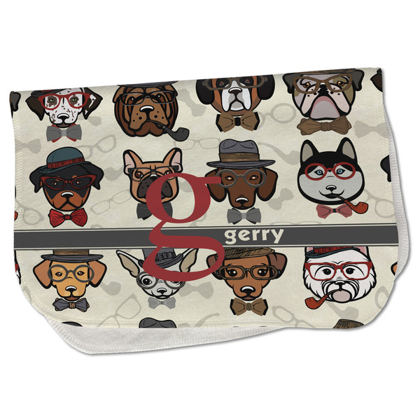 Custom Hipster Dogs Burp Cloth - Fleece w/ Name and Initial