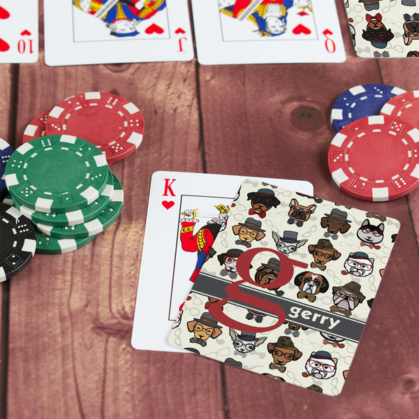 Hipster Dogs On Table with Poker Chips