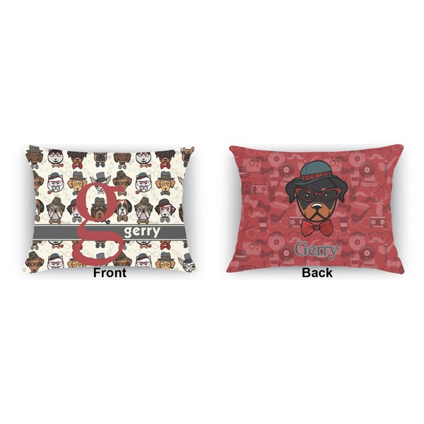 Hipster Dogs  Outdoor Rectangular Throw Pillow (Front and Back)
