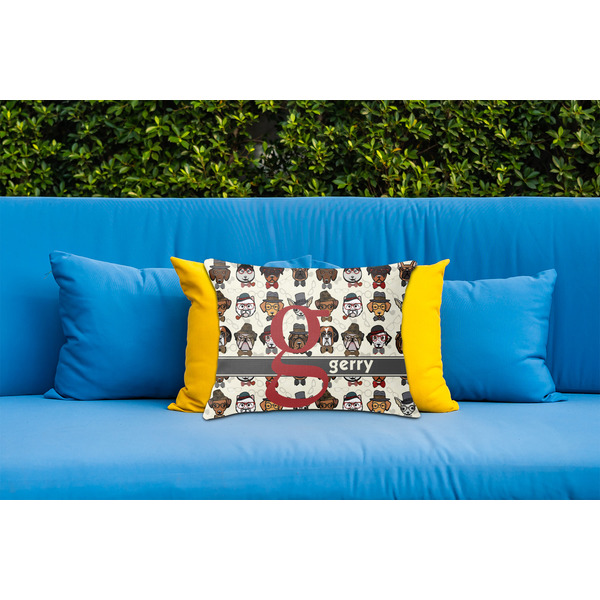 Hipster Dogs Outdoor Throw Pillow  - LIFESTYLE (Rectangular - 20x14)