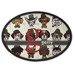 Hipster Dogs Iron On Oval Patch w/ Name and Initial