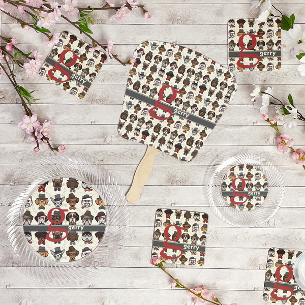 Hipster Dogs Party Supplies Combination Image - All items - Plates, Coasters, Fans