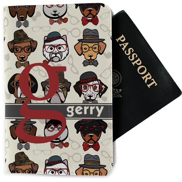 Custom Hipster Dogs Passport Holder - Fabric (Personalized)