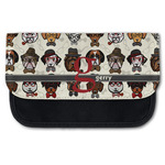 Hipster Dogs Canvas Pencil Case w/ Name and Initial