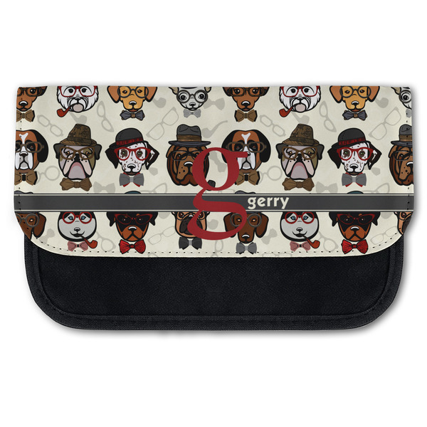 Custom Hipster Dogs Canvas Pencil Case w/ Name and Initial