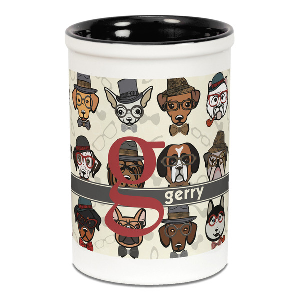 Hipster Dogs Pencil Holder - Black