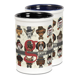 Hipster Dogs Ceramic Pencil Holder - Large