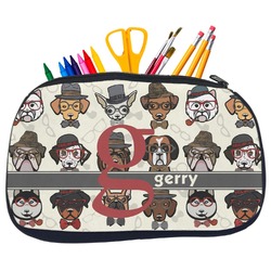 Hipster Dogs Neoprene Pencil Case - Medium w/ Name and Initial