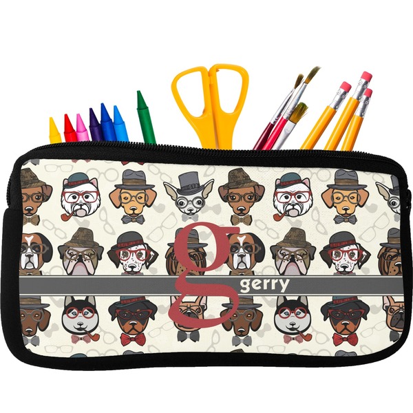 Custom Hipster Dogs Neoprene Pencil Case (Personalized)