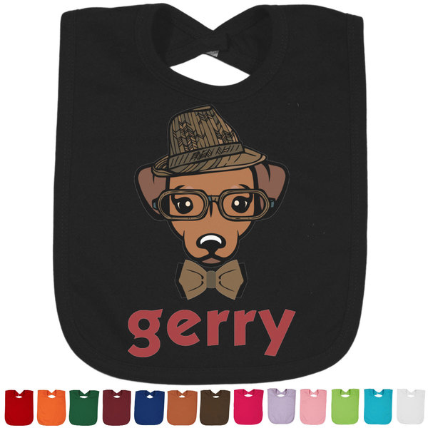 Custom Hipster Dogs Cotton Baby Bib (Personalized)