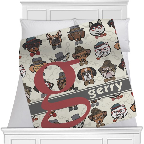 Custom Hipster Dogs Minky Blanket - 40"x30" - Single Sided (Personalized)