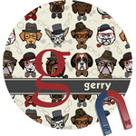 Hipster Dogs Round Fridge Magnet (Personalized)