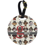 Hipster Dogs Plastic Luggage Tag - Round (Personalized)