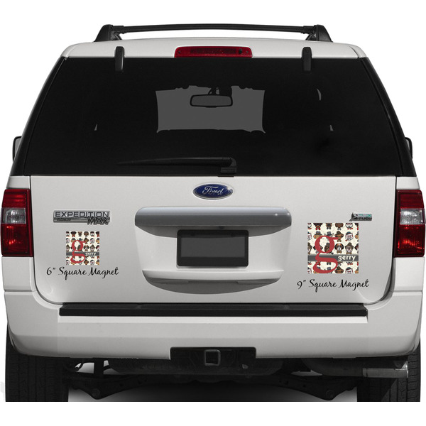 Hipster Dogs Personalized Square Car Magnets on Ford Explorer