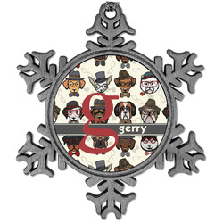 Hipster Dogs Vintage Snowflake Ornament (Personalized)