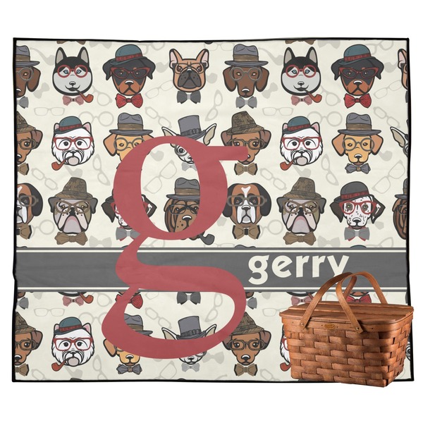 Custom Hipster Dogs Outdoor Picnic Blanket (Personalized)