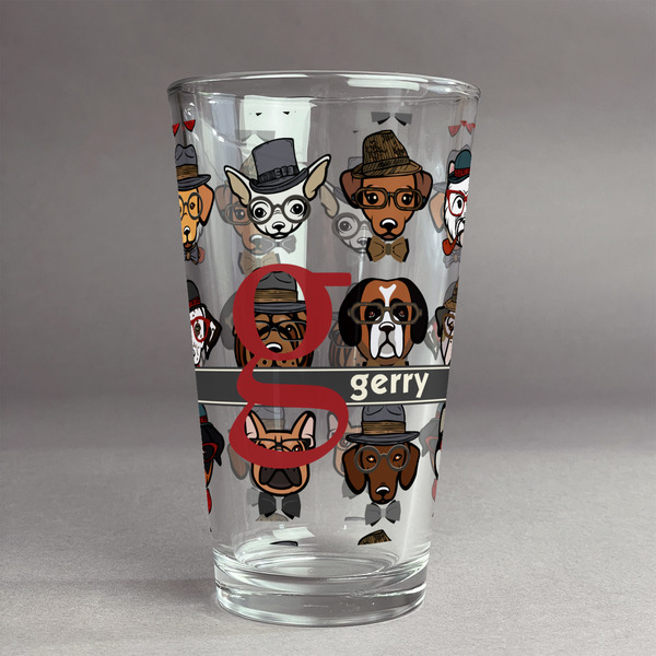 Custom Hipster Dogs Pint Glass - Full Print (Personalized)