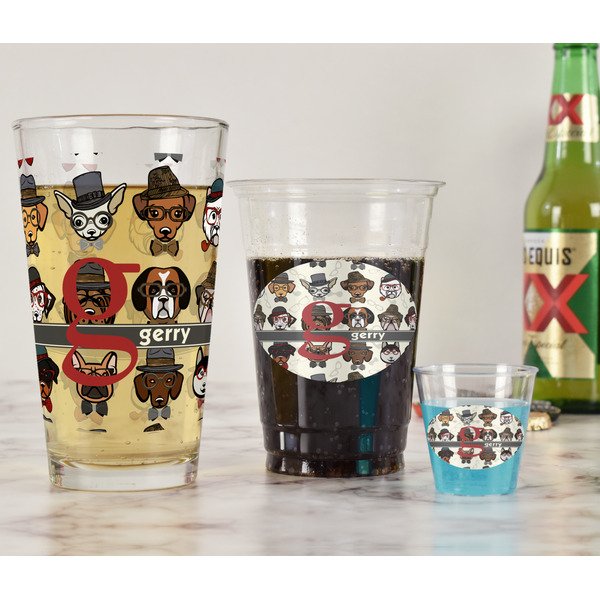 Hipster Dogs Pint Glass - Full Fill w Transparency - In Context