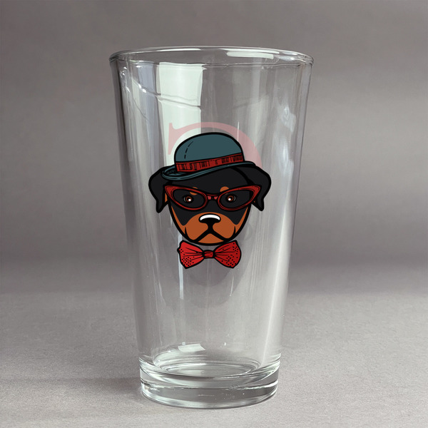 Custom Hipster Dogs Pint Glass - Full Color Logo (Personalized)