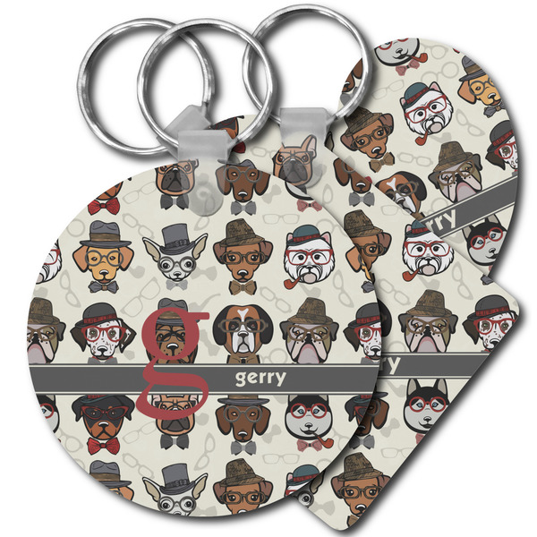 Custom Hipster Dogs Plastic Keychain (Personalized)