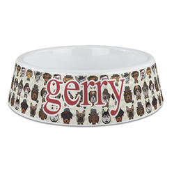 Hipster Dogs Plastic Dog Bowl - Large (Personalized)